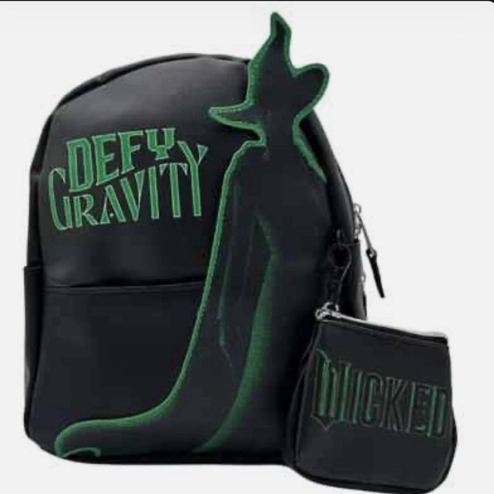 black and neon green Wicked "Defy Gravity" mini backpack Musical Broadway